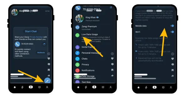 zangi private messenger apk low data mode